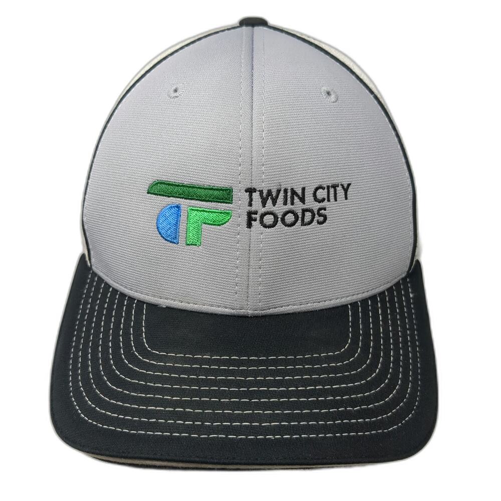 Richardson Baseball Cap Gray Black M Mesh Fitted Twin City Foods Stretch Hat